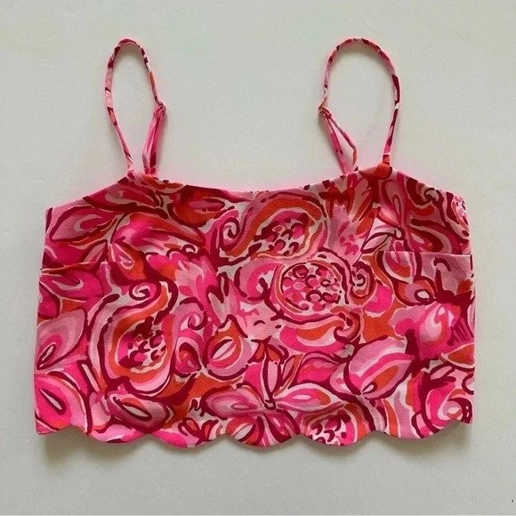 Lilly Pulitzer Ivy Crop Top Pink Pout Mango Salsa‎ Size 0 - Picture 1 of 8